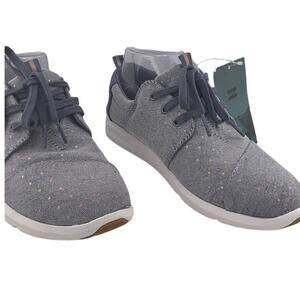 Toms Del Ray Rose Gold Metallic Dot Blue Chambray Women Size 7M NWOB
